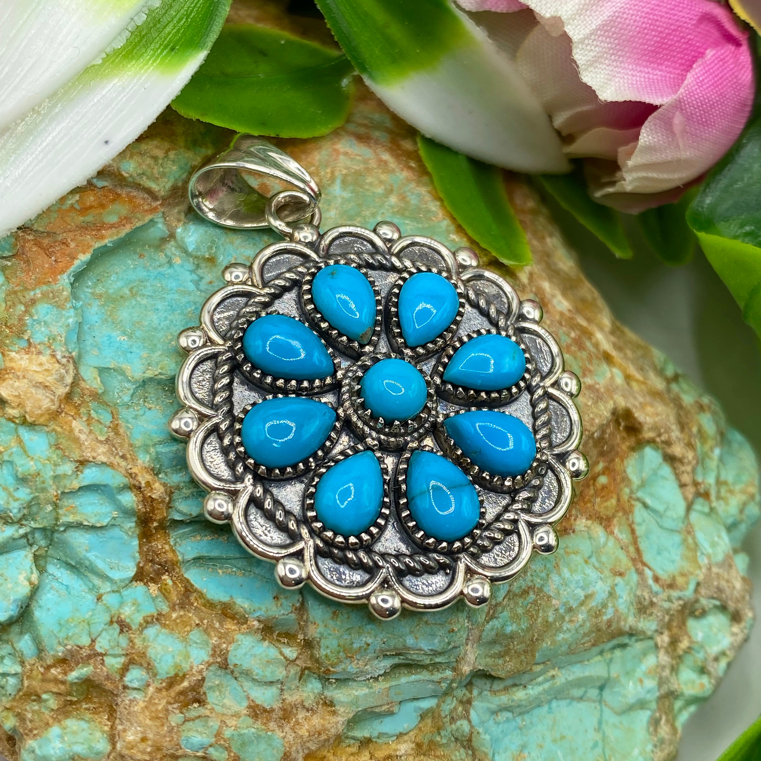 Blue Petal Cluster Pendant