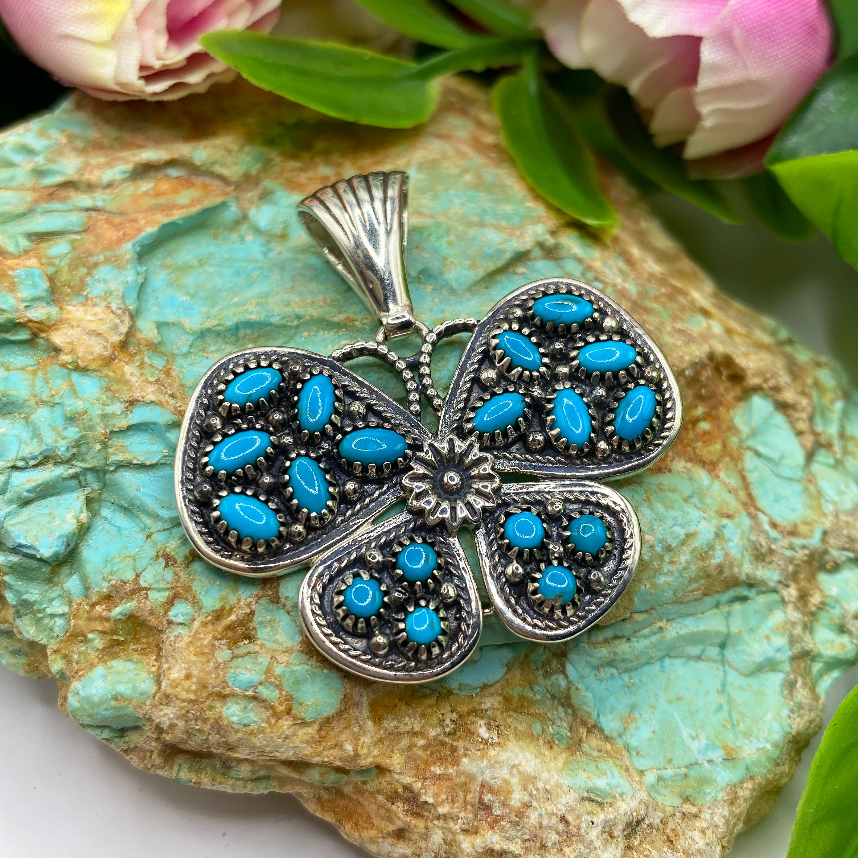Butterfly Bloom Turquoise Pendant