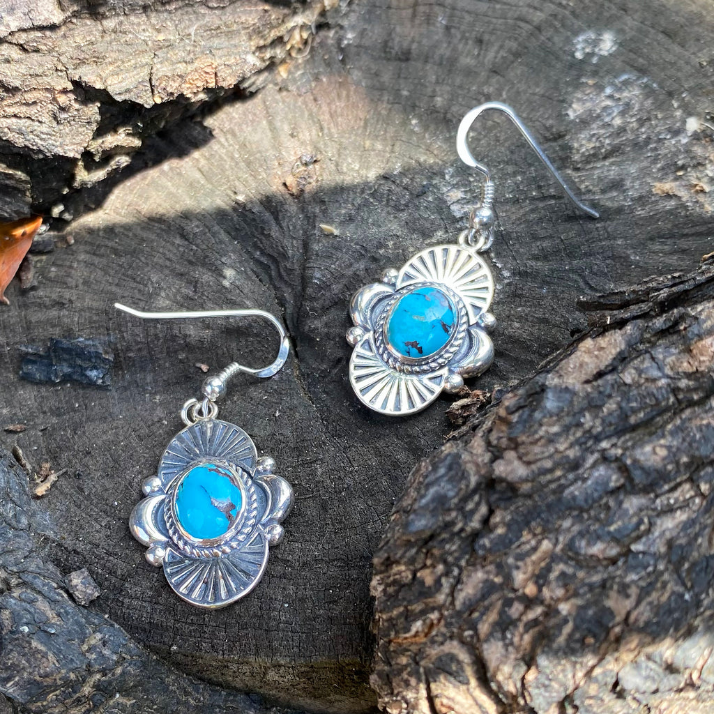 Sunburst Bloom Turquoise Earrings