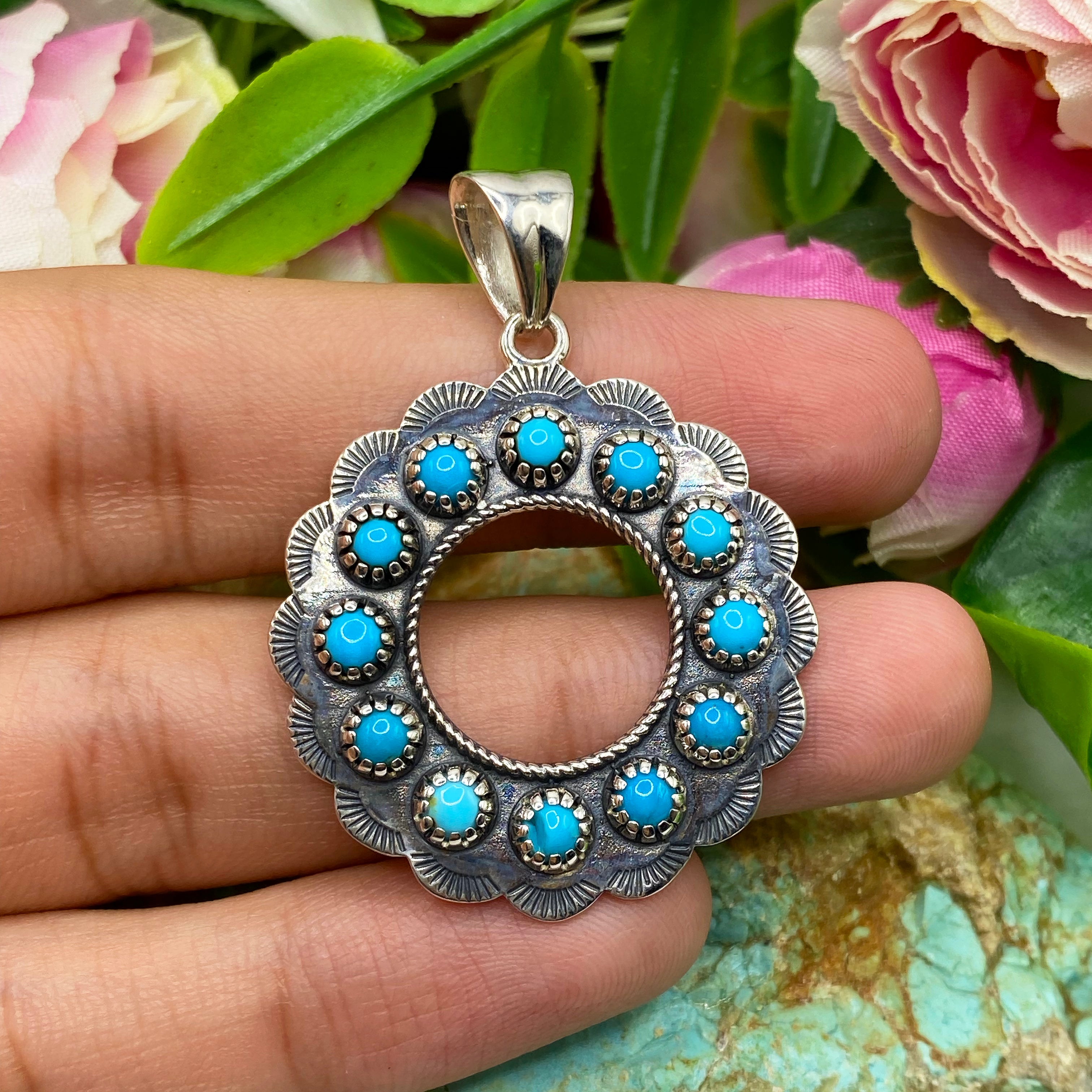 Blue Halo Circle Pendant