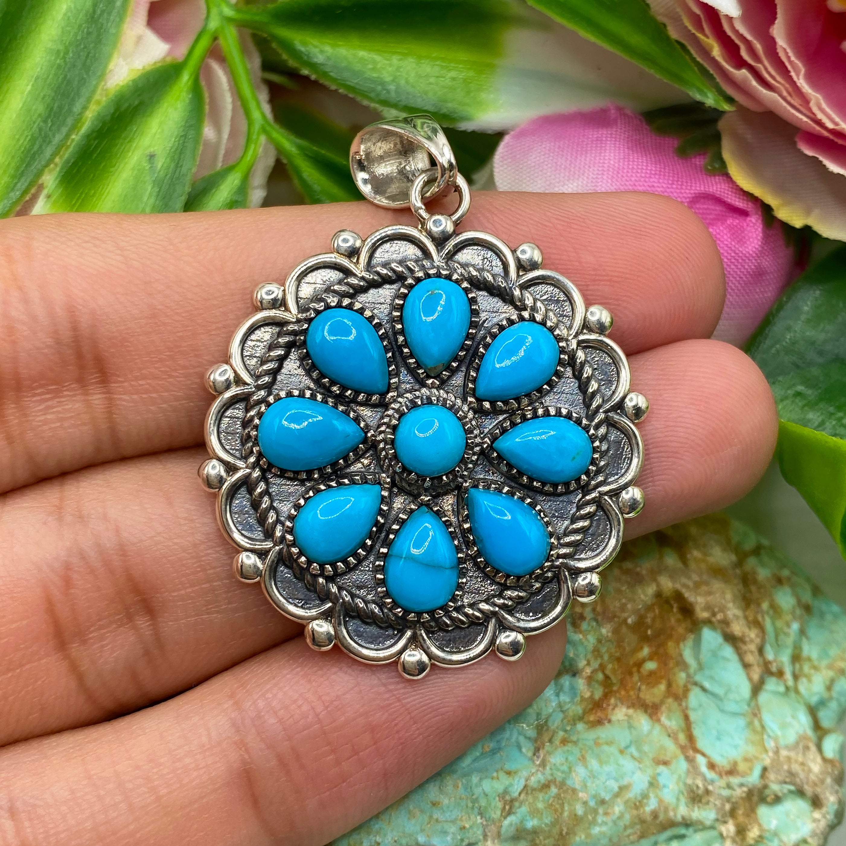 Blue Petal Cluster Pendant