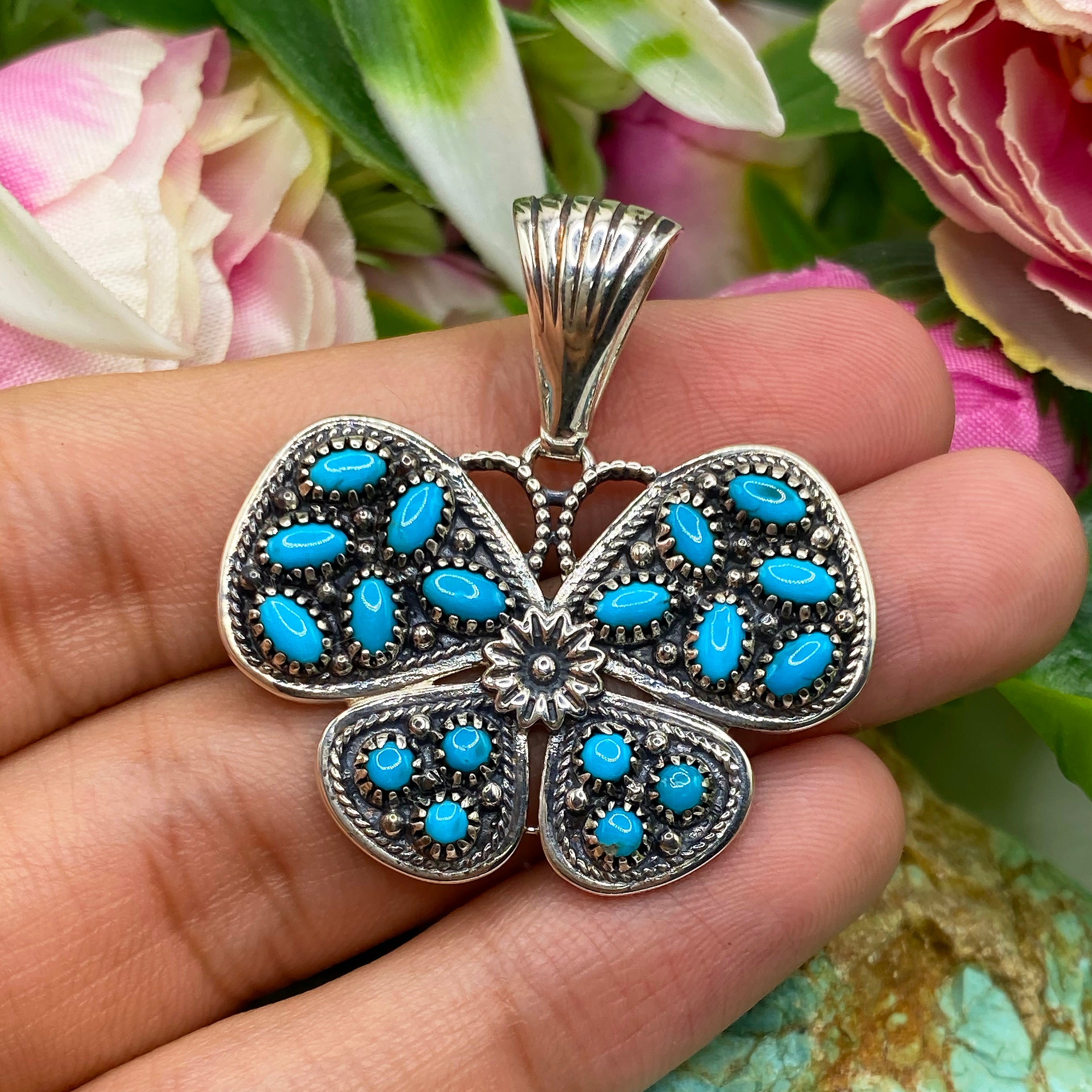 Butterfly Bloom Turquoise Pendant