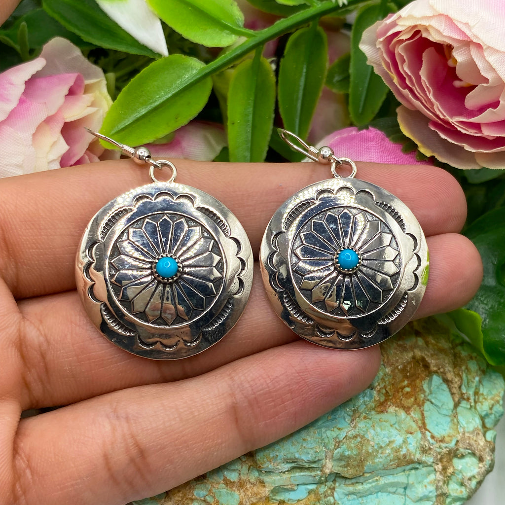 Silver Bloom Concho Earrings