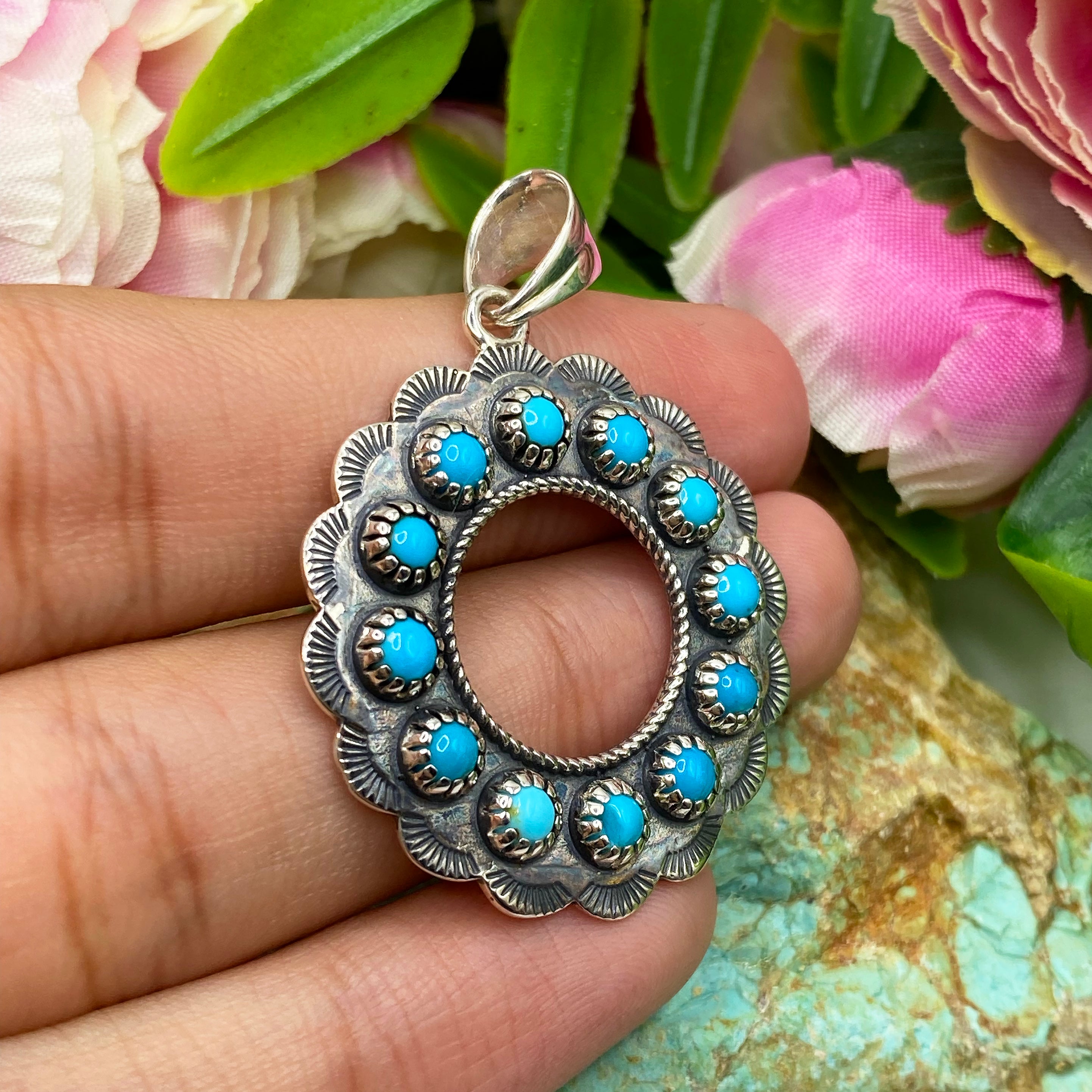 Blue Halo Circle Pendant