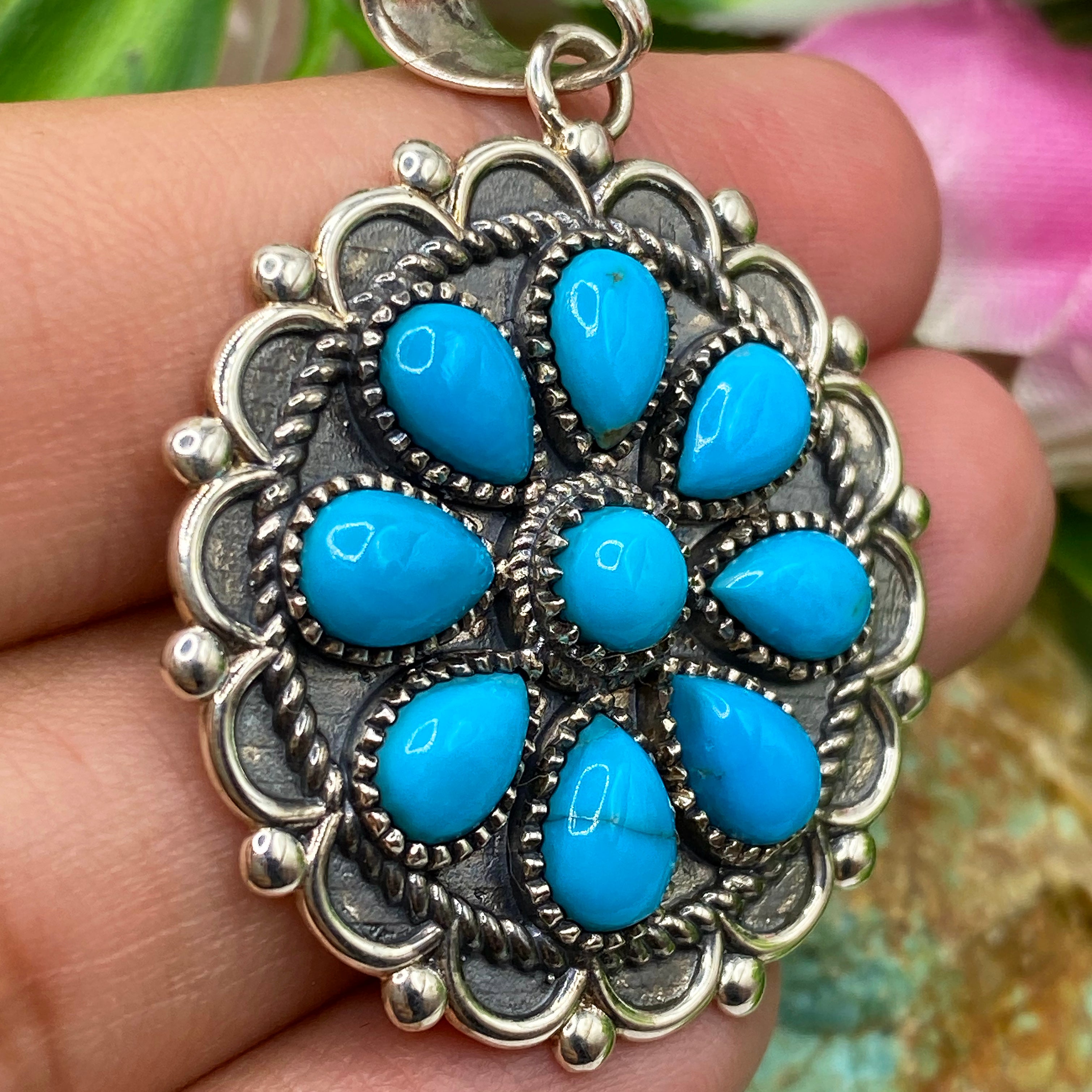 Blue Petal Cluster Pendant