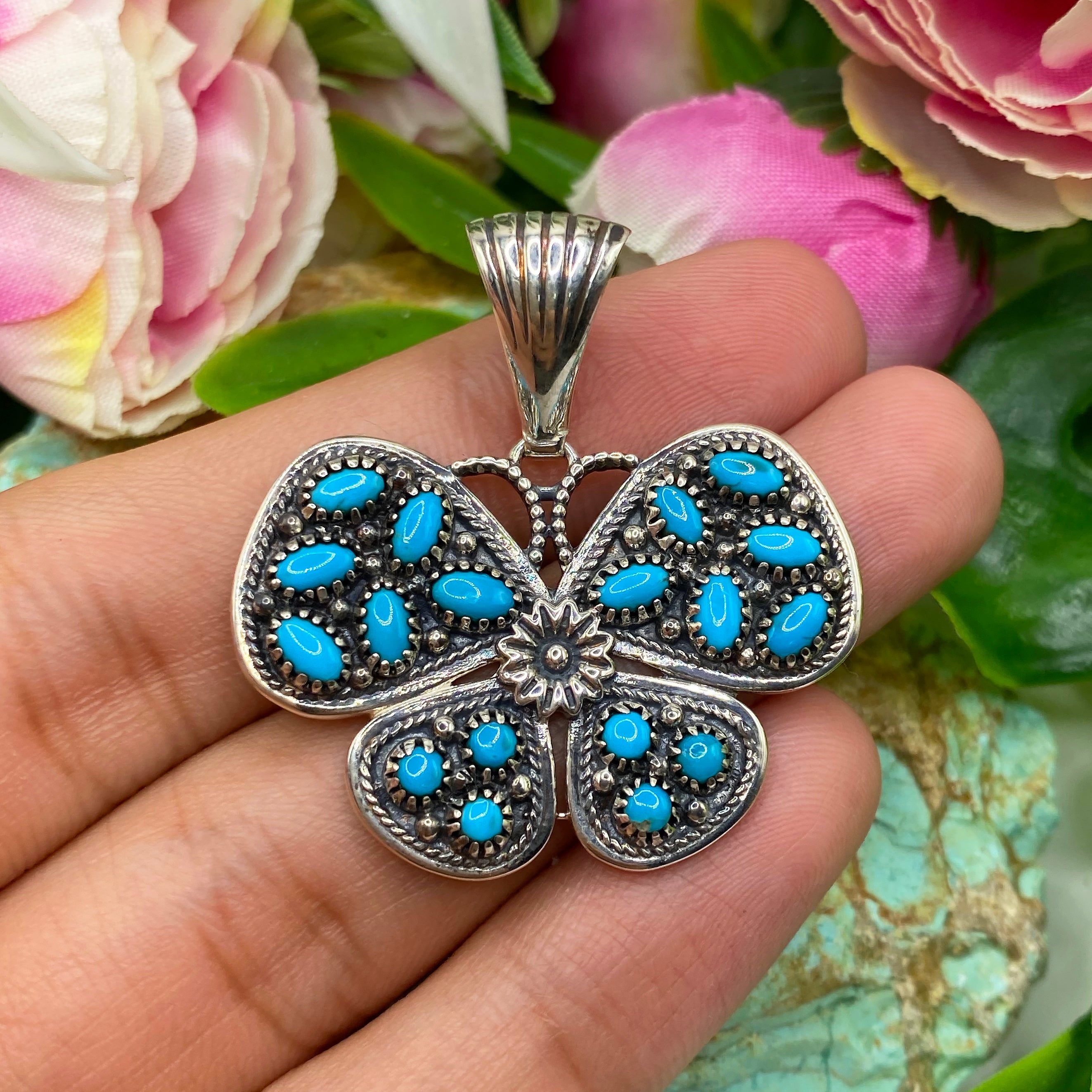 Butterfly Bloom Turquoise Pendant