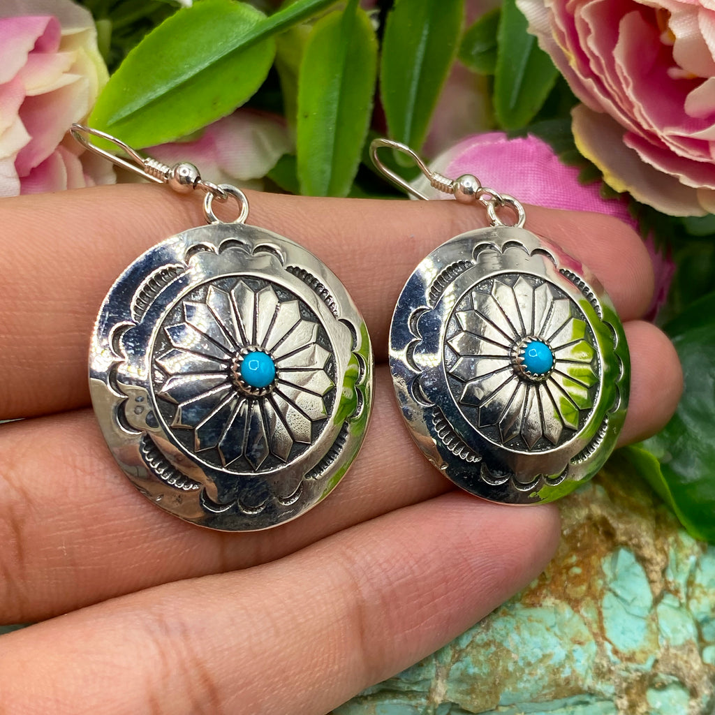 Silver Bloom Concho Earrings