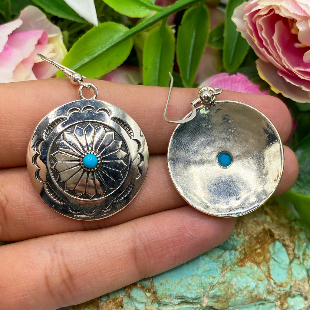 Silver Bloom Concho Earrings