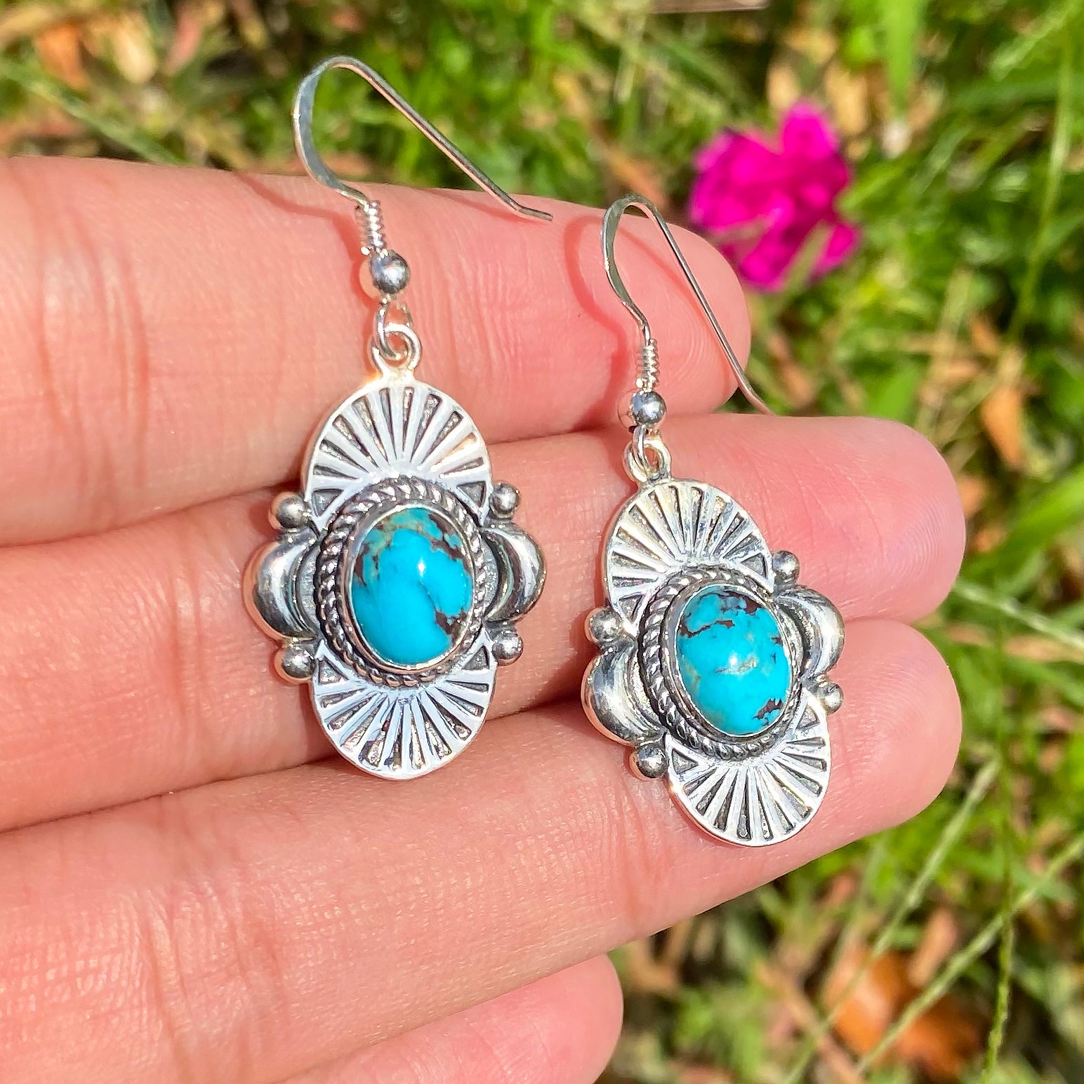 Sunburst Bloom Turquoise Earrings