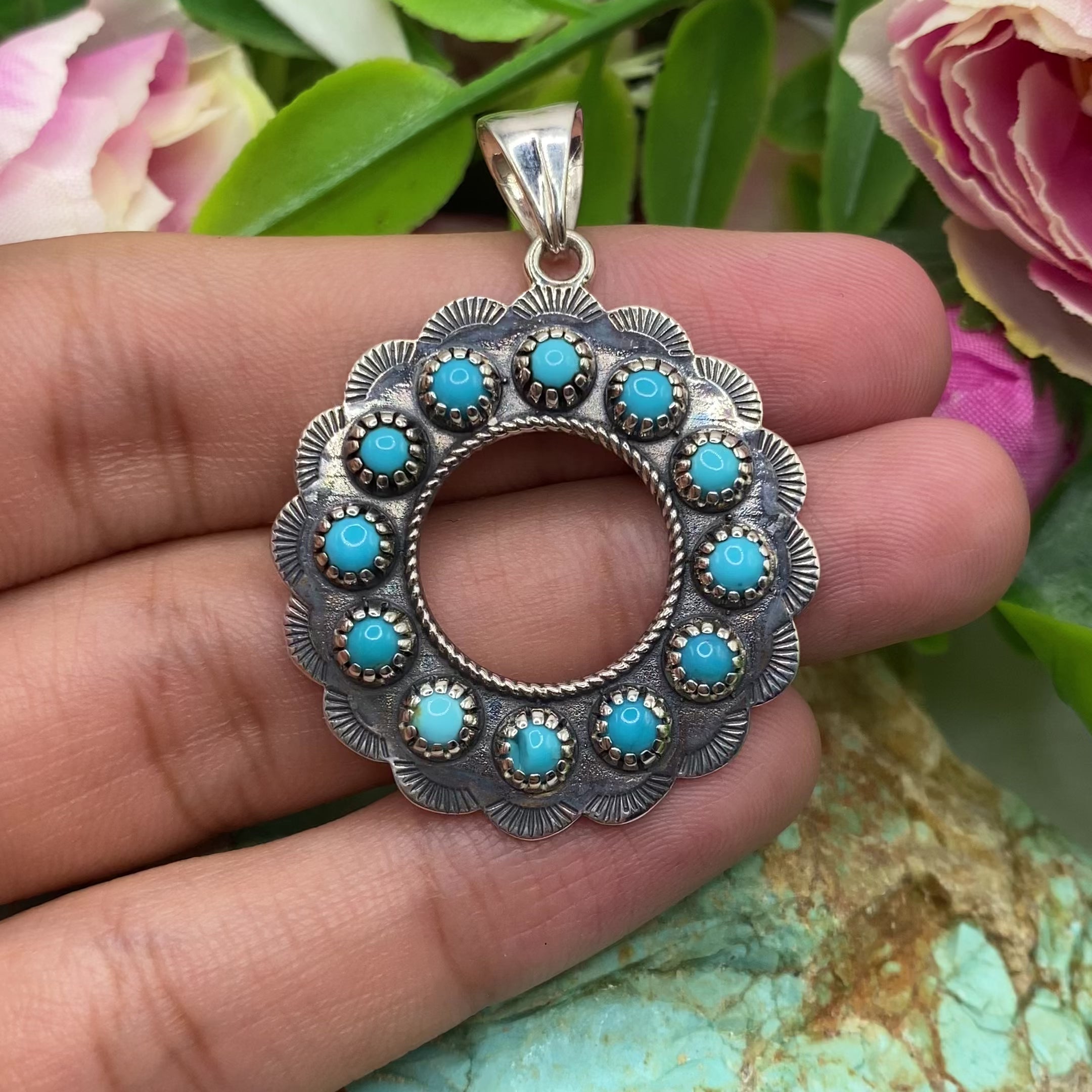 Blue Halo Circle Pendant