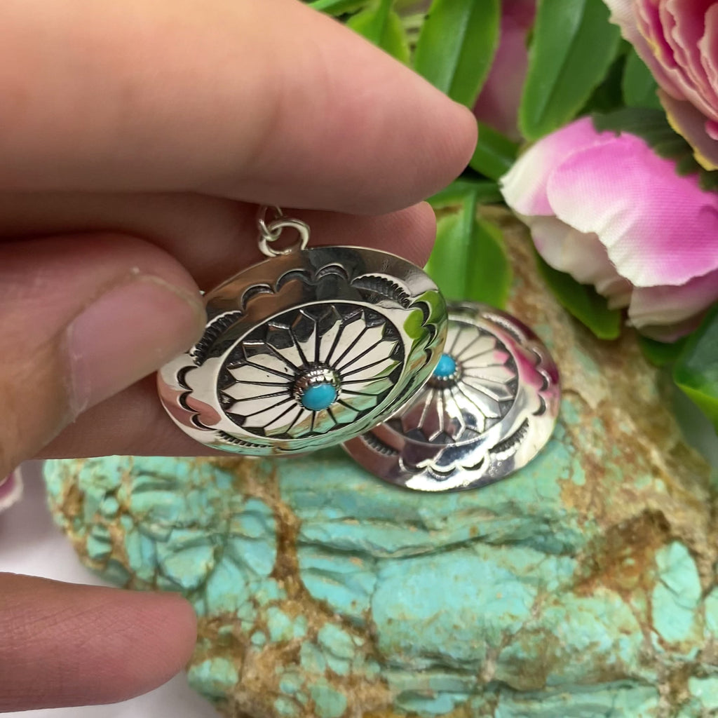 Silver Bloom Concho Earrings