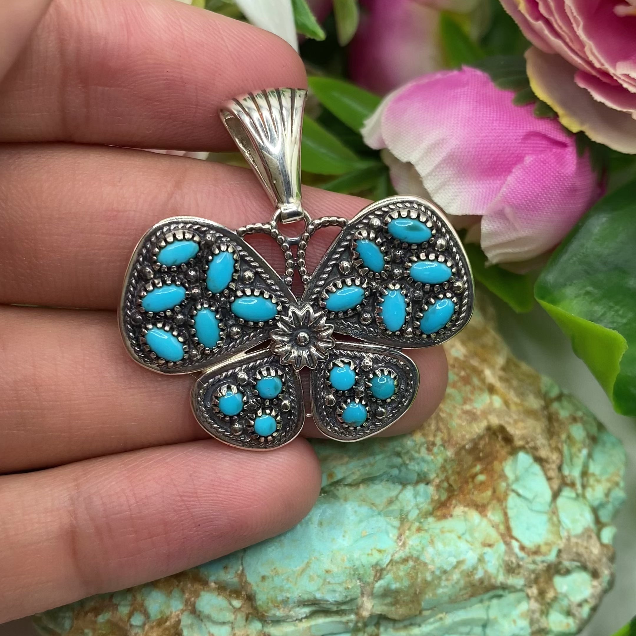 Butterfly Bloom Turquoise Pendant