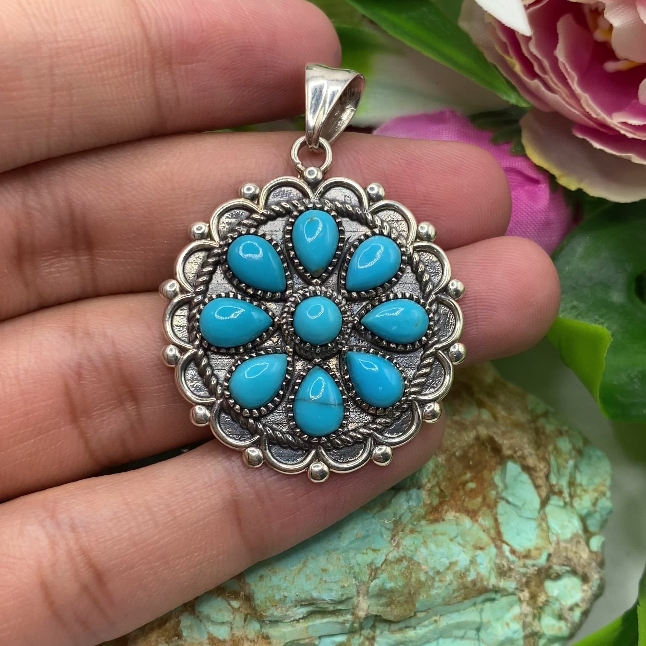 Blue Petal Cluster Pendant